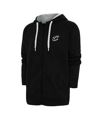 Antigua Men's Black Cleveland Cavaliers Metallic Logo Victory Raglan Full-Zip Hoodie