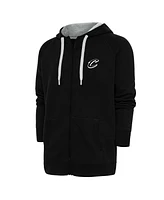 Antigua Men's Black Cleveland Cavaliers Metallic Logo Victory Raglan Full-Zip Hoodie