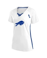 Fanatics Women's White Buffalo Bills Plus Glitter Lace-Up V- Neck T-Shirt