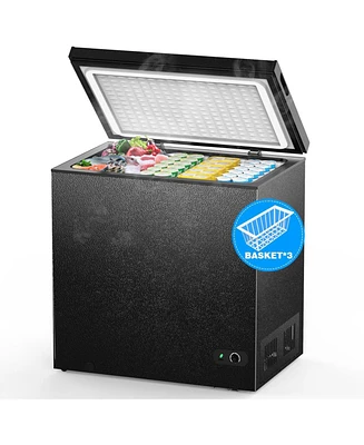 Cowsar 7.0 Cu.Ft Chest Freezer with Removable Basket and Bottom Defrost Water Drain Freestanding Top Open Door, Deep