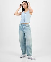 And Now This Petite Button-Front Denim Vest, Exclusively at Macy's
