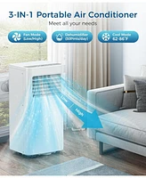 Cowsar Portable Air Conditioner 8000 Btu (Ashrae), 3-in-1 Portable Ac Cools Up to 350 Sq. Ft., Sleep Mode, Rc, Led Display, 24H Timer, Ac Unit with Wi