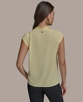 Donna Karan New York Women's Mixed Media Cowlneck Top