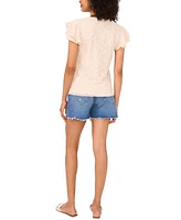 Vince Camuto Women's Ruffled-Sleeve V-Neck Lace Top
