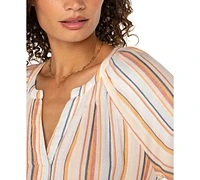 Liverpool Los Angeles Petite Cotton 3/4-Raglan Sleeve Top