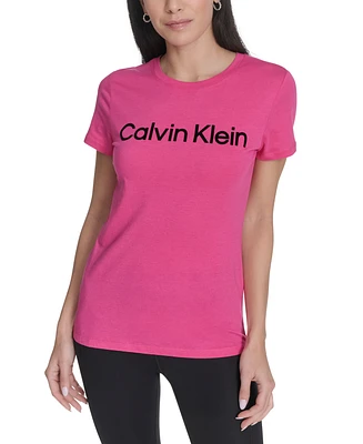 Calvin Klein Performance Women's Flocked-Logo Crewneck T-Shirt