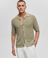 Hugo Boss Men's Sommp Short Sleeve Knitted Textured Button-Front Shirt