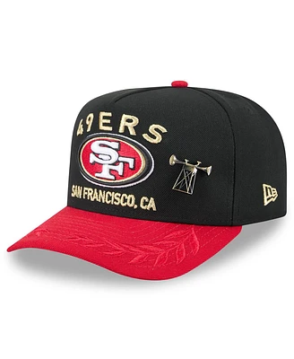 New Era Men's Black/Scarlet San Francisco 49ers 2025 Nfl Draft On Stage A-Frame 59FIFTY Fitted Hat