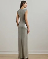 Lauren Ralph Women's Metallic Jersey Column Gown