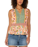 Liverpool Los Angeles Women's Printed Sleeveless Peplum Top