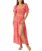 O'Neill Juniors' Luciana Printed Smocked-Waist Tiered Skirt