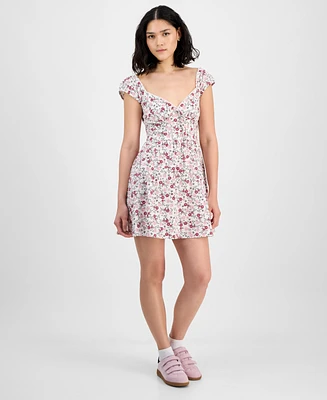 Kingston Grey Juniors' Floral Printed Cotton Mini Dress