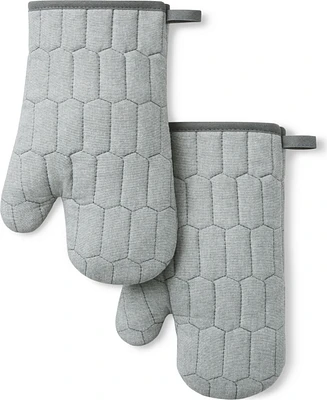 Martha Stewart Honeycomb Quilted Chambray Oven Mitt Set, 7" x 13"