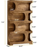 Tribesigns 71" Tall Bookcase Set of 2, 4-Tier S-Shaped Bookshelf, Wood Decorative Storage Shelving, Modern Freestanding Display Shelves, Large Library