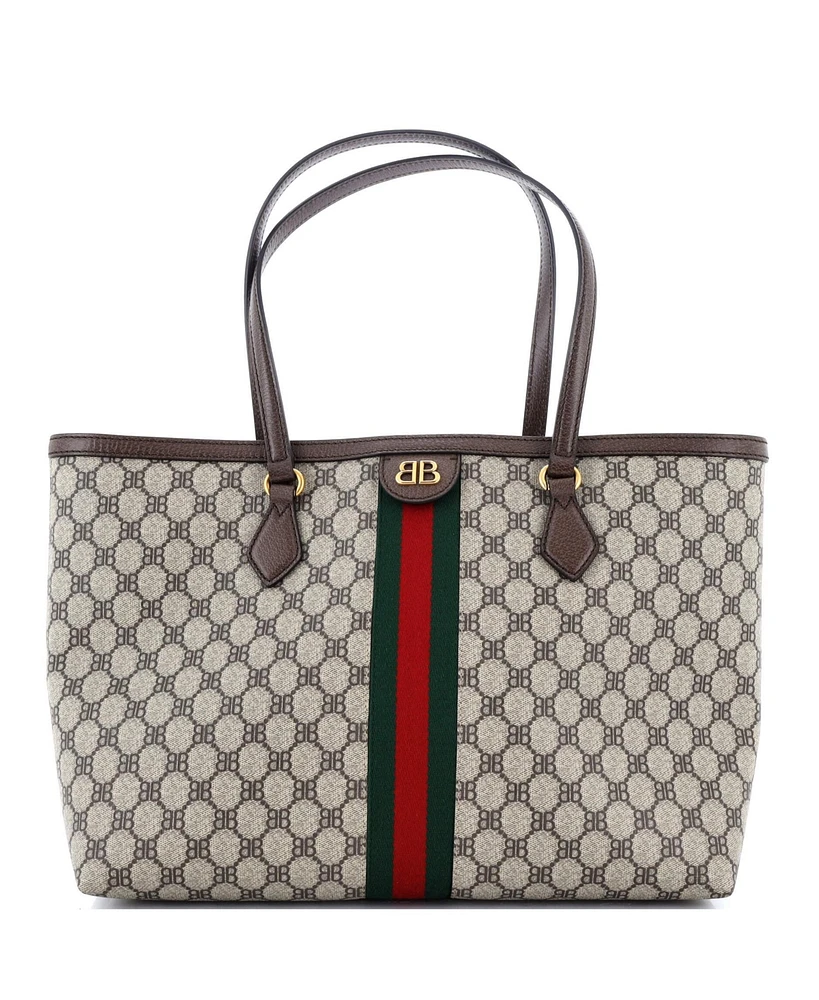 Pre-Owned Balenciaga Medium x Gucci The Hacker Project Tote Bb Coated Canvas