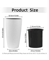 Modern Indoor/Outdoor Planters with Automatic Watering, 22.5 Inches (White, 2-Pack)