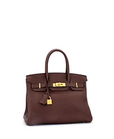 Pre-Owned Hermes Birkin 30 Handbag Clemence with Gold Hardware