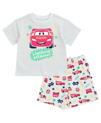 Cars Baby Boys Disney Mickey Mouse Waffle knit T-Shirt Shorts Outfit Set