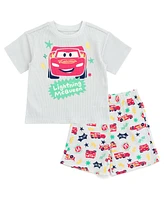 Cars Baby Boys Disney Mickey Mouse Waffle knit T-Shirt Shorts Outfit Set