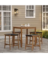 LuxenHome Outdoor Acacia Wood Counter Height Stools, Set of 2