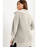 June + Vie Plus Size June + Vie Half-Zip Sweater