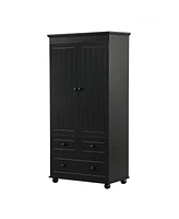 Tall Storage Cabinet with Three Drawers for Bathroom/Office, Black
