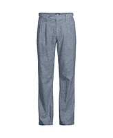 Lands' End Men's Linen Cotton Pleated Relaxed Pants