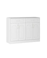 Double-draw, 4-door shoe cabinet, white multi-functional shoe rack, movable shelves