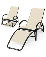 2-in-1 Outdoor Rocking Chair with 4-Position Adjustable Backrest for Patio Porch Poolside