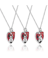 Disney Mickey & Minnie Mouse Heart Necklace Set of 3