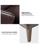 Hardamon Contemporary Leather Arm Chair with Nailhead Trim