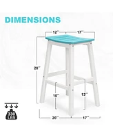 Aoodor Bar Stools Set of 2, 28'' Hdpe Counter Height Stools for Patio, Kitchen Island, Bar & Outdoor Use – Durable Weather-Resistant Saddle Sto