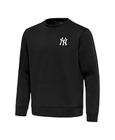 Antigua Men's Black New York Yankees Relevant Lightweight Pullover Sweatshirt