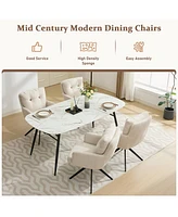 Dyhome Dining Chairs Set of 2, Mid Century Modern Swivel with Arm, Upholstered Accent Chair for Kitchen Living Room, Metal B