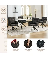 Dyhome Dining Chairs Set of 2, Mid Century Modern Swivel with Arm, Upholstered Accent Chair for Kitchen Living Room, Metal B