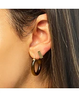 The Lovery Tigers Eye Hoop Earrings 25 millimeters