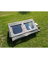 9.8' x 13' Air Glamping Tent: Easy Setup, Waterproof, 4-Season with Hand Pump, Mesh & Chimney (Army Green
