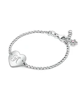 Tiny Blessings Little Girls Children's Sterling Silver Lovely Heart Id Bracelet & Engraved Initial 6"