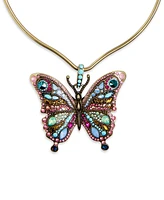 Betsey Johnson Faux Stone Boho Butterfly Pendant Wire Necklace