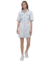 Dkny Jeans Women's Denim Self Belted Shirtdress