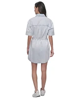 Dkny Jeans Women's Denim Self Belted Shirtdress