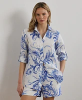 Lauren Ralph Petite Relaxed-Fit Paisley Linen Shirt