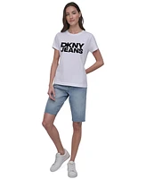 Dkny Jeans Women's Flocked Logo Crewneck T-Shirt