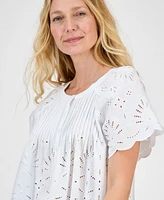 Style & Co Women's Eyelet Cotton Top, Exclusively at Macy's