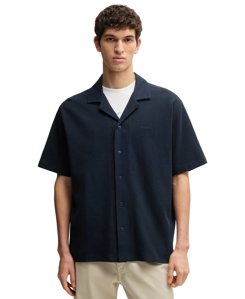 Boss by Hugo Men's Waffle Cotton Relaxed-Fit Shirt