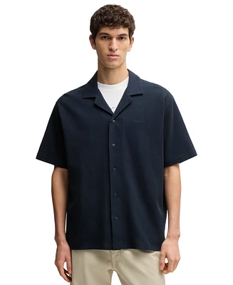 Boss by Hugo Men's Waffle Cotton Relaxed-Fit Shirt