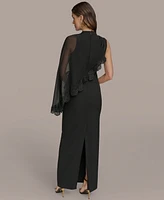 Donna Karan New York Women's Chiffon-Cape-Overlay Gown
