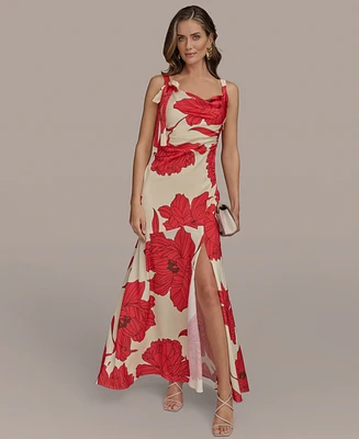 Donna Karan New York Women's Printed Cowl-Neck Gown