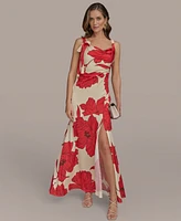 Donna Karan New York Women's Printed Cowl-Neck Gown
