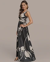 Donna Karan New York Women's Printed V-Neck Sleeveless Gown